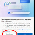 Switch your default search engine to Microsoft Bing in Chrome が表示される